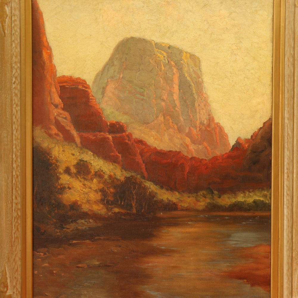 AW097: Dey de Ribcowsky "Red Rock Country" Oil on Canvas on Board Painting