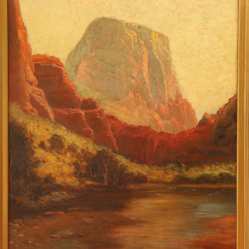 AW097: Dey de Ribcowsky "Red Rock Country" Oil on Canvas on Board Painting