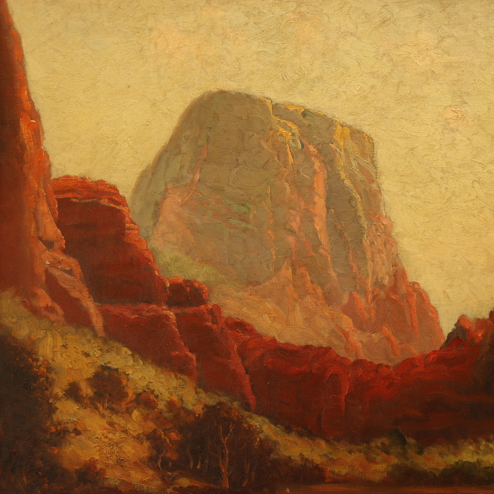 AW097: Dey de Ribcowsky "Red Rock Country" Oil on Canvas on Board Painting