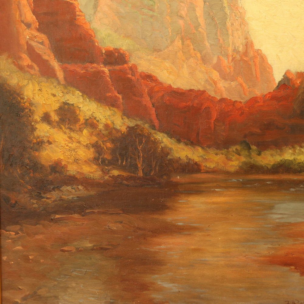 AW097: Dey de Ribcowsky "Red Rock Country" Oil on Canvas on Board Painting