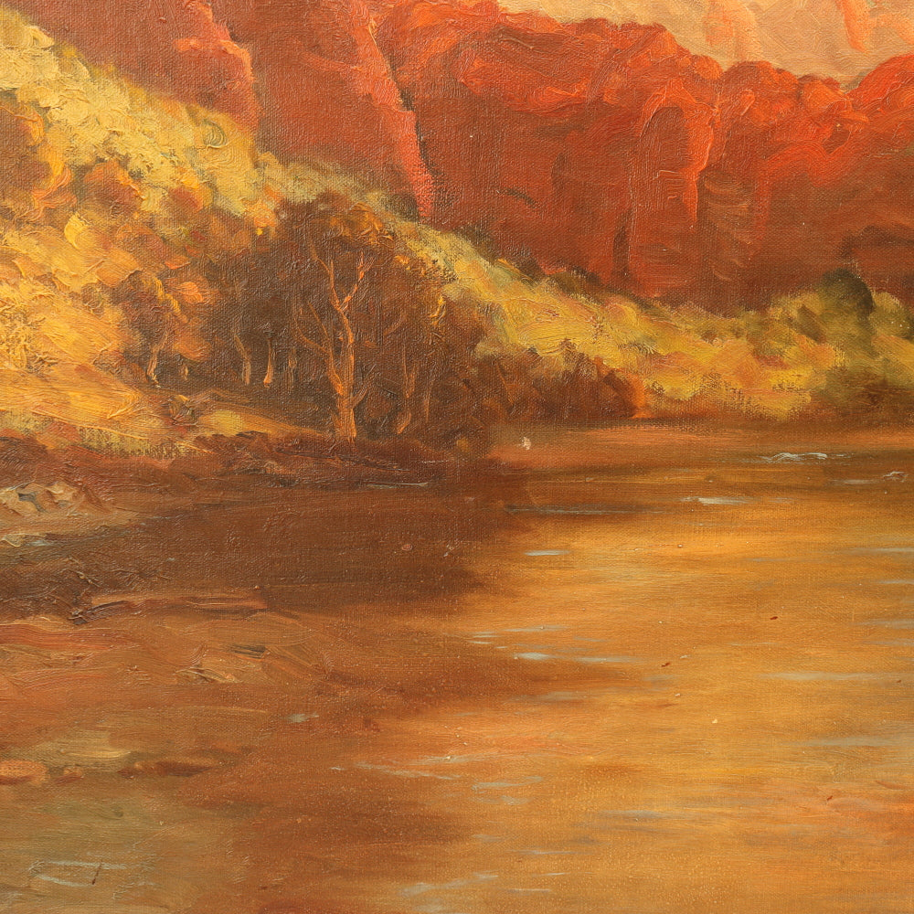 AW097: Dey de Ribcowsky "Red Rock Country" Oil on Canvas on Board Painting