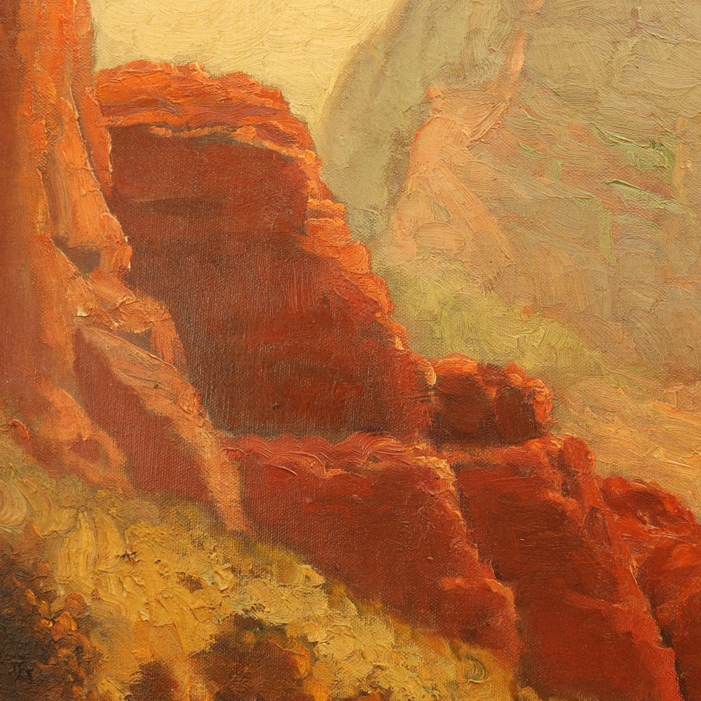 AW097: Dey de Ribcowsky "Red Rock Country" Oil on Canvas on Board Painting