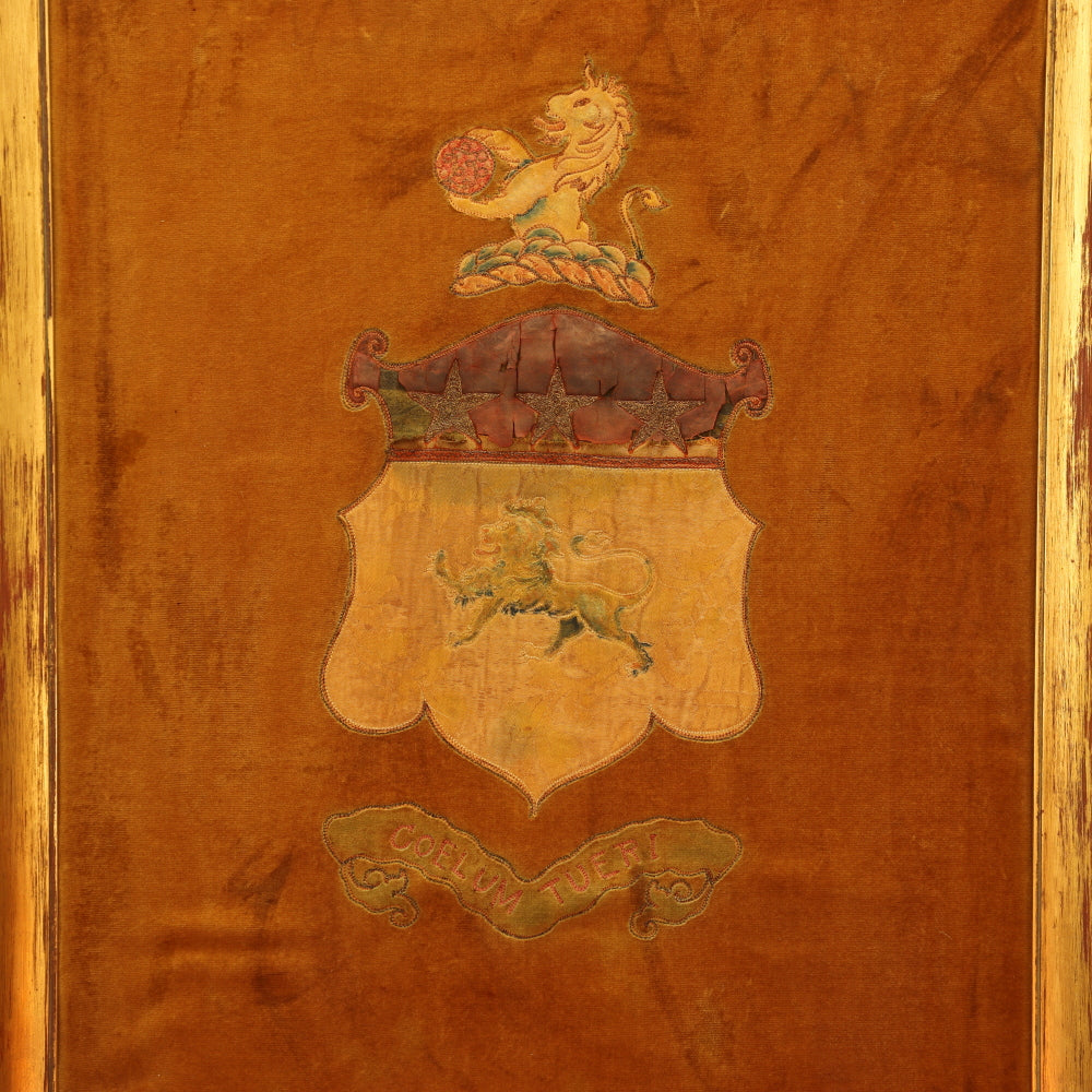 AW13-010: Early 19th Century Armorial Coat of Arms Heraldic Embroidered Panel