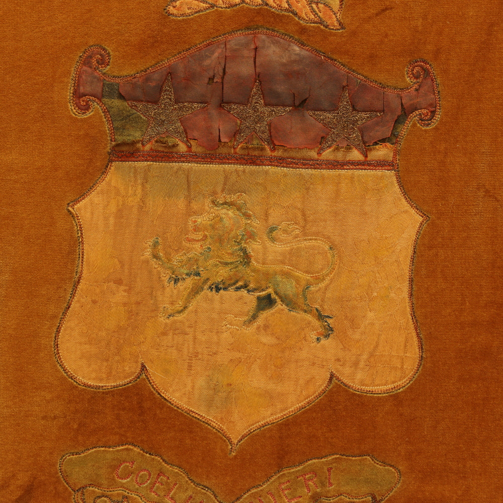 AW13-010: Early 19th Century Armorial Coat of Arms Heraldic Embroidered Panel