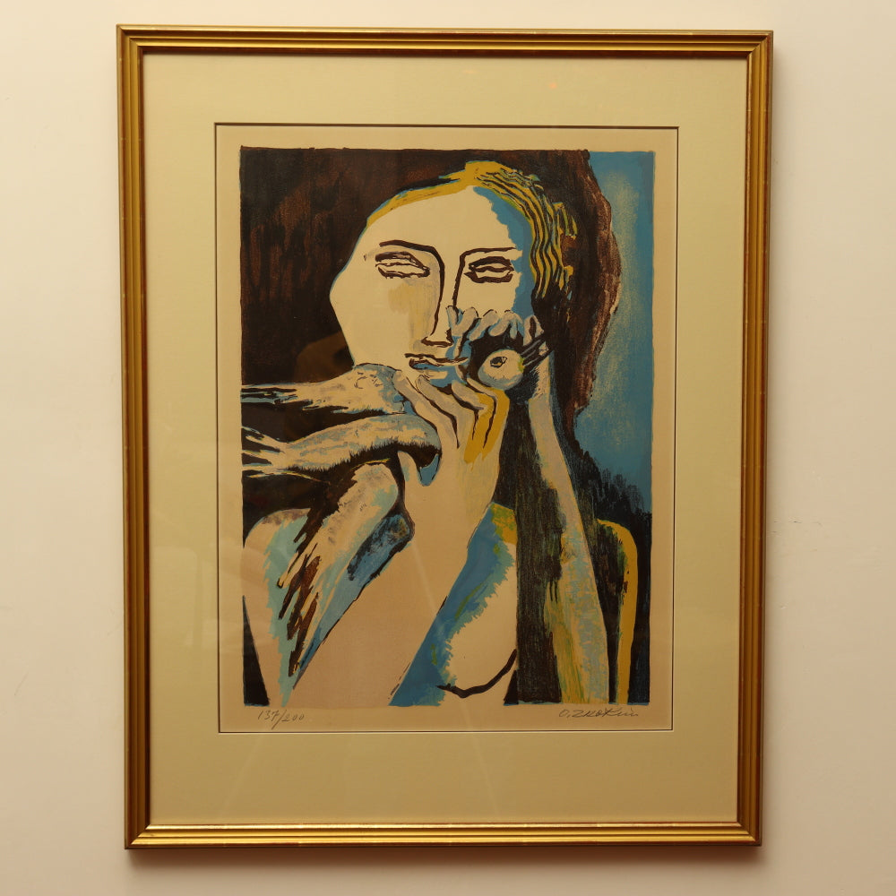 AW9-036: Ossip Zadkine "Woman With Dove" Serigraph