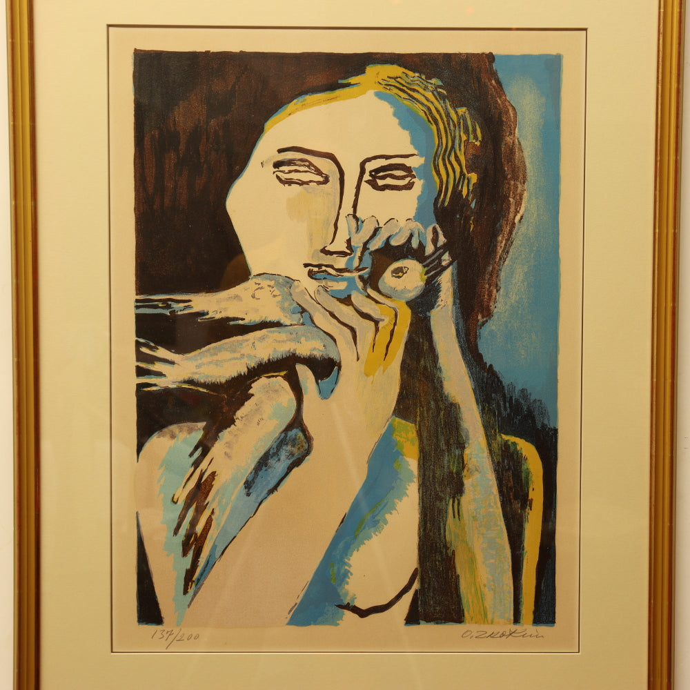 AW9-036: Ossip Zadkine "Woman With Dove" Serigraph