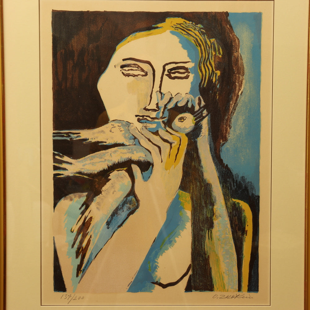 AW9-036: Ossip Zadkine "Woman With Dove" Serigraph