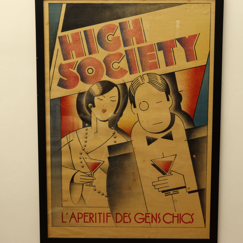 AW8-011: G. Sane "High Society (L'aperitif Des Den Chics) Lithographic Poster