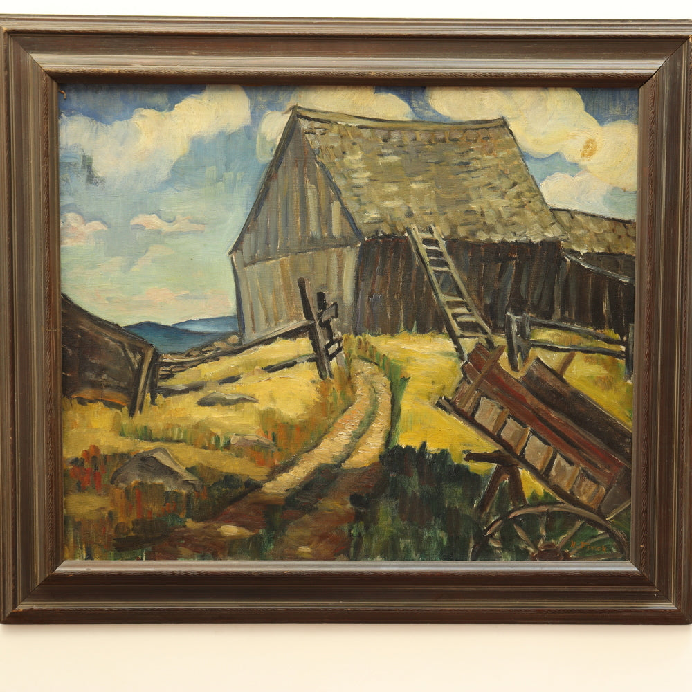 AW027: Hazel Finck "Barn Killingsworth" Oil on Canvas Painting