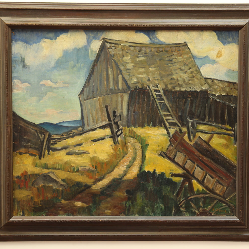 AW027: Hazel Finck "Barn Killingsworth" Oil on Canvas Painting