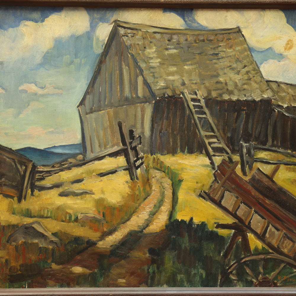 AW027: Hazel Finck "Barn Killingsworth" Oil on Canvas Painting