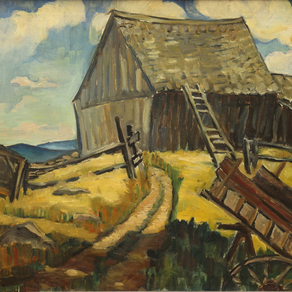 AW027: Hazel Finck "Barn Killingsworth" Oil on Canvas Painting