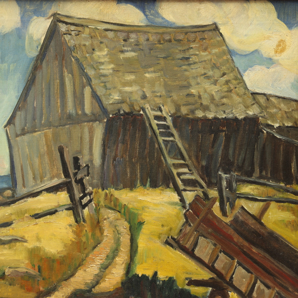 AW027: Hazel Finck "Barn Killingsworth" Oil on Canvas Painting