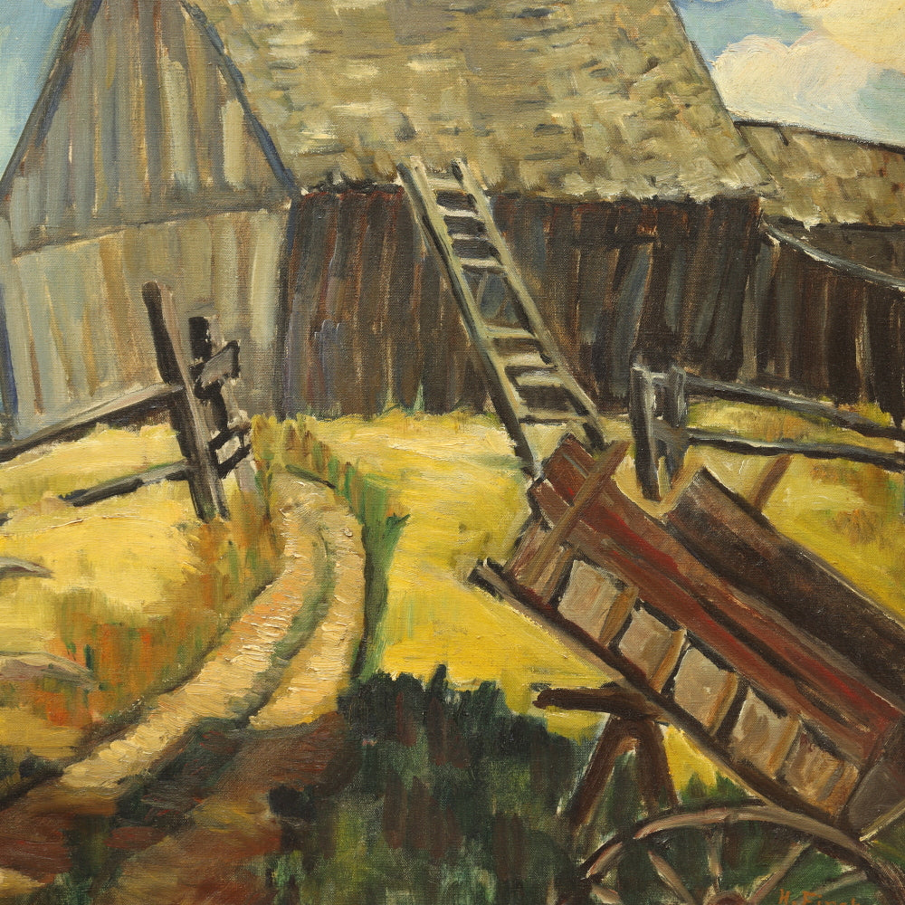 AW027: Hazel Finck "Barn Killingsworth" Oil on Canvas Painting