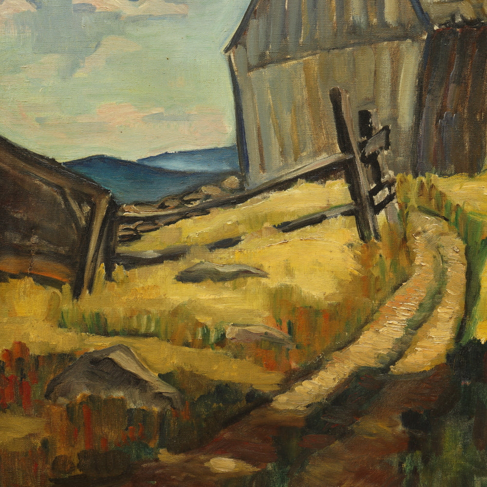 AW027: Hazel Finck "Barn Killingsworth" Oil on Canvas Painting