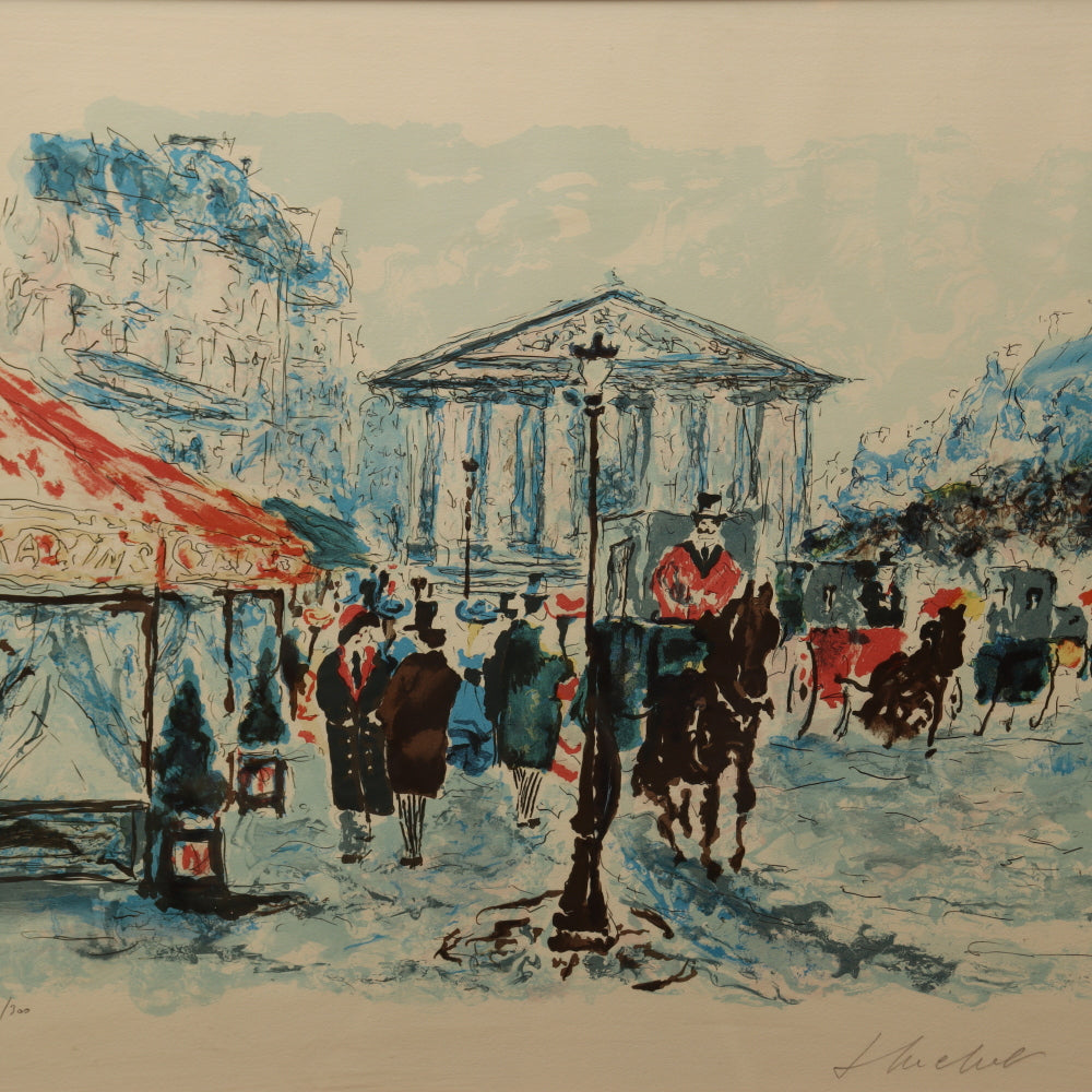 AW8-028: Urbain Huchet "Madeleine and the Flower Market" Lithograph