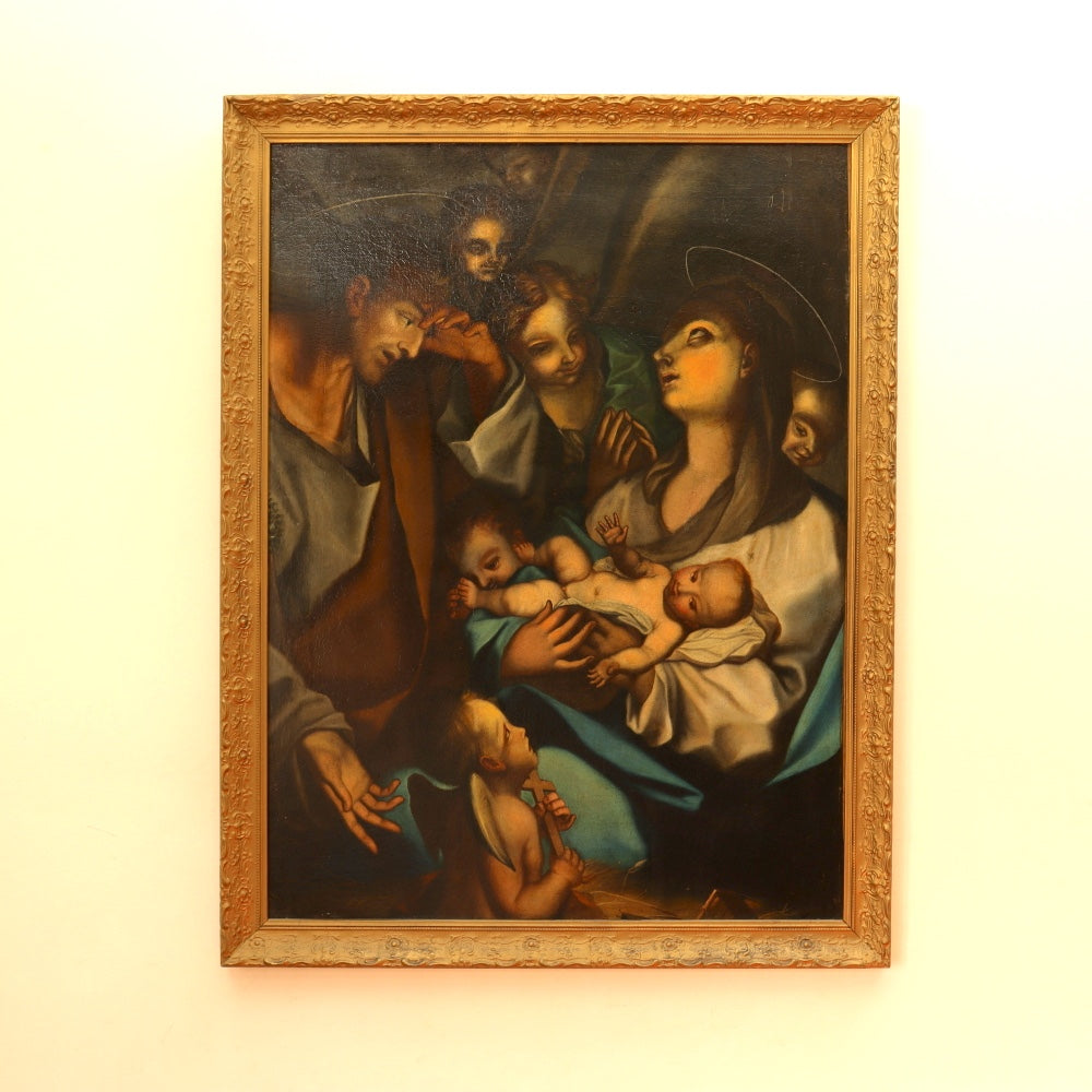 19th Century Oil Painting Adoration of Christ | Work of Man