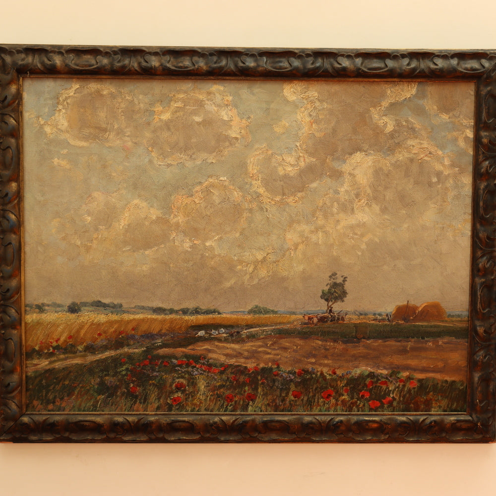 AW263: Ferenc Ujvary 20th Century Ukrainian Landscape Oil on Canvas Painting