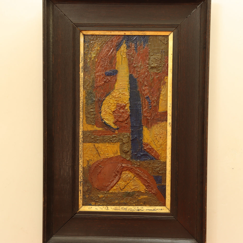 AW821: Early 20th Century Heavy Impasto Abstract Oil on Board Painting