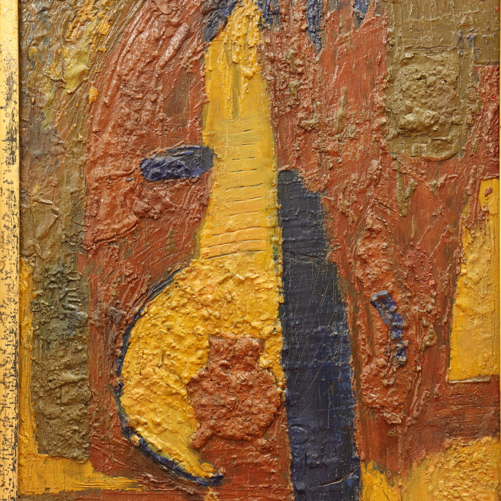 AW821: Early 20th Century Heavy Impasto Abstract Oil on Board Painting