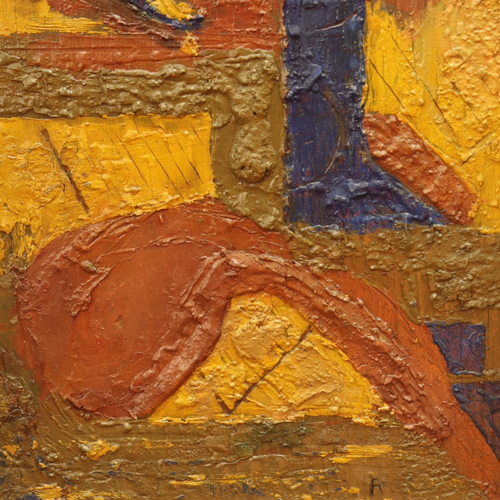 AW821: Early 20th Century Heavy Impasto Abstract Oil on Board Painting