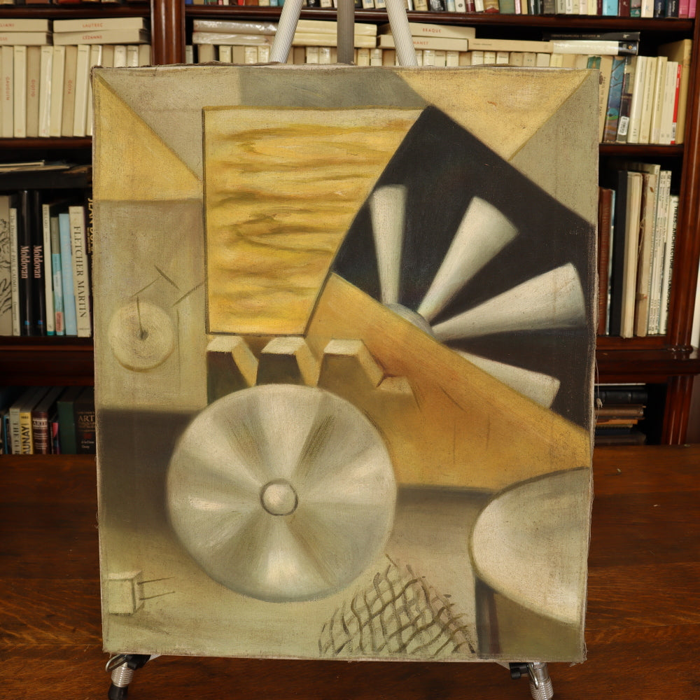 AW822: After Alexander Rodchenko Suprematist Avant Garde Constructivist Oil on Canvas Painting