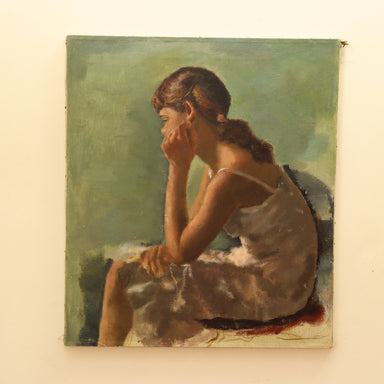 1940's WPA Impressionist Portrait of a Young Girl  Oil on Canvas | Work of Man