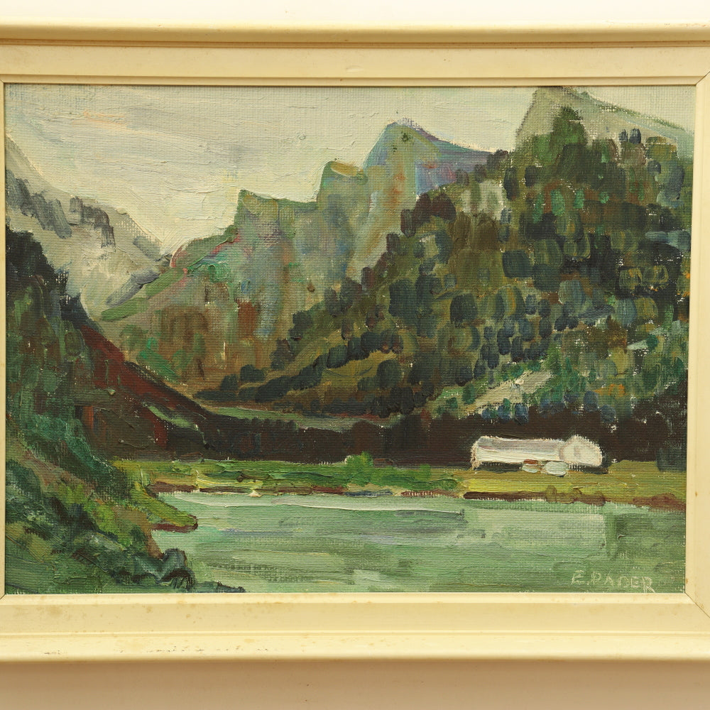 AW824: Ernst Pader German Impressionist Landscape Oil on Board Painting