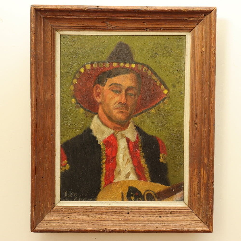 AW827: Albert E.V. Lilley "Mariachi" Oil on Board Painting