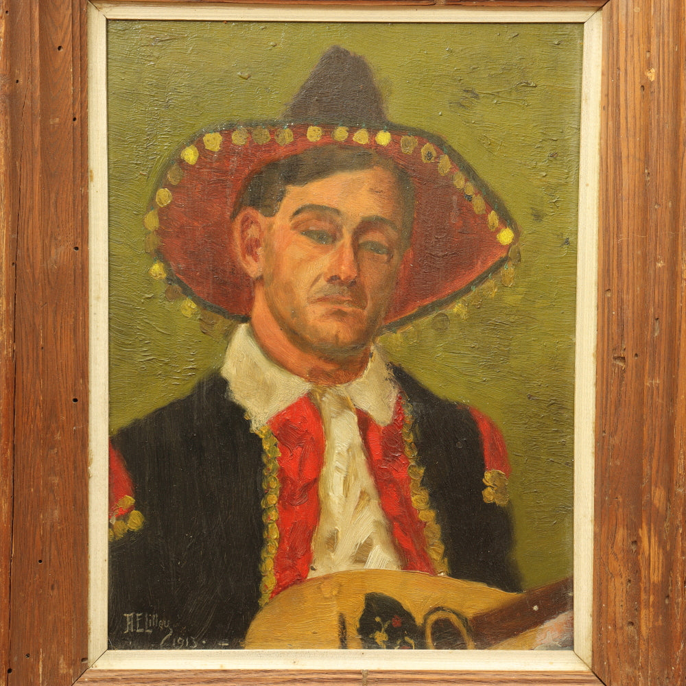 AW827: Albert E.V. Lilley "Mariachi" Oil on Board Painting