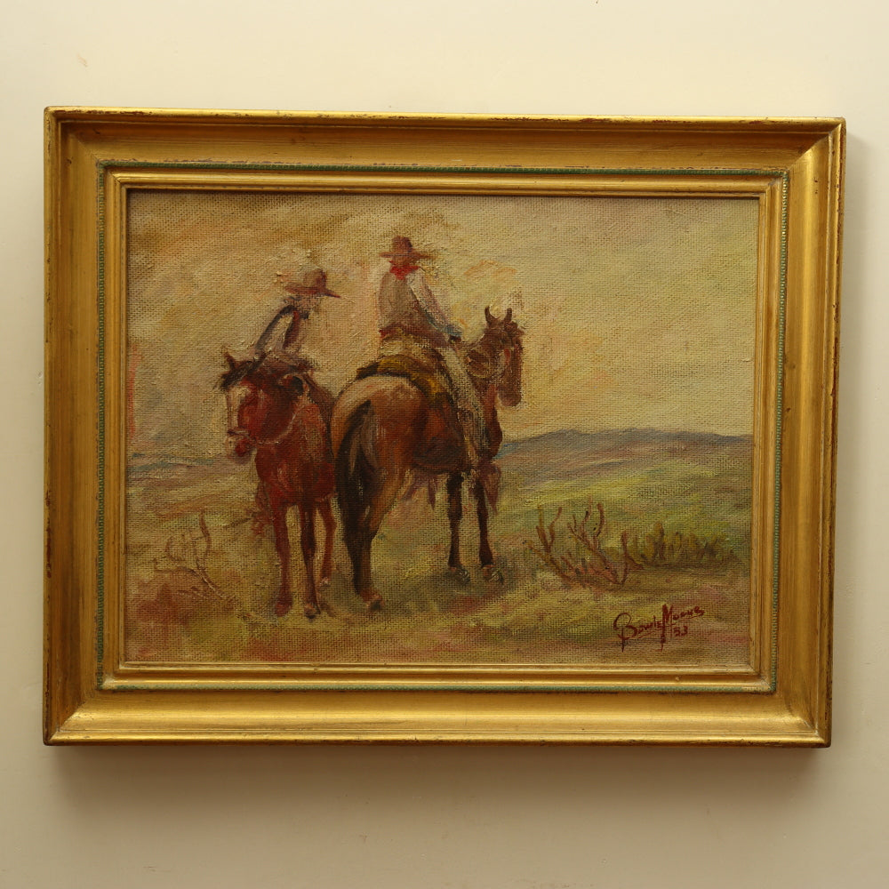 AW363: Bowie Moore "The Open Range" Oil on Board Painting