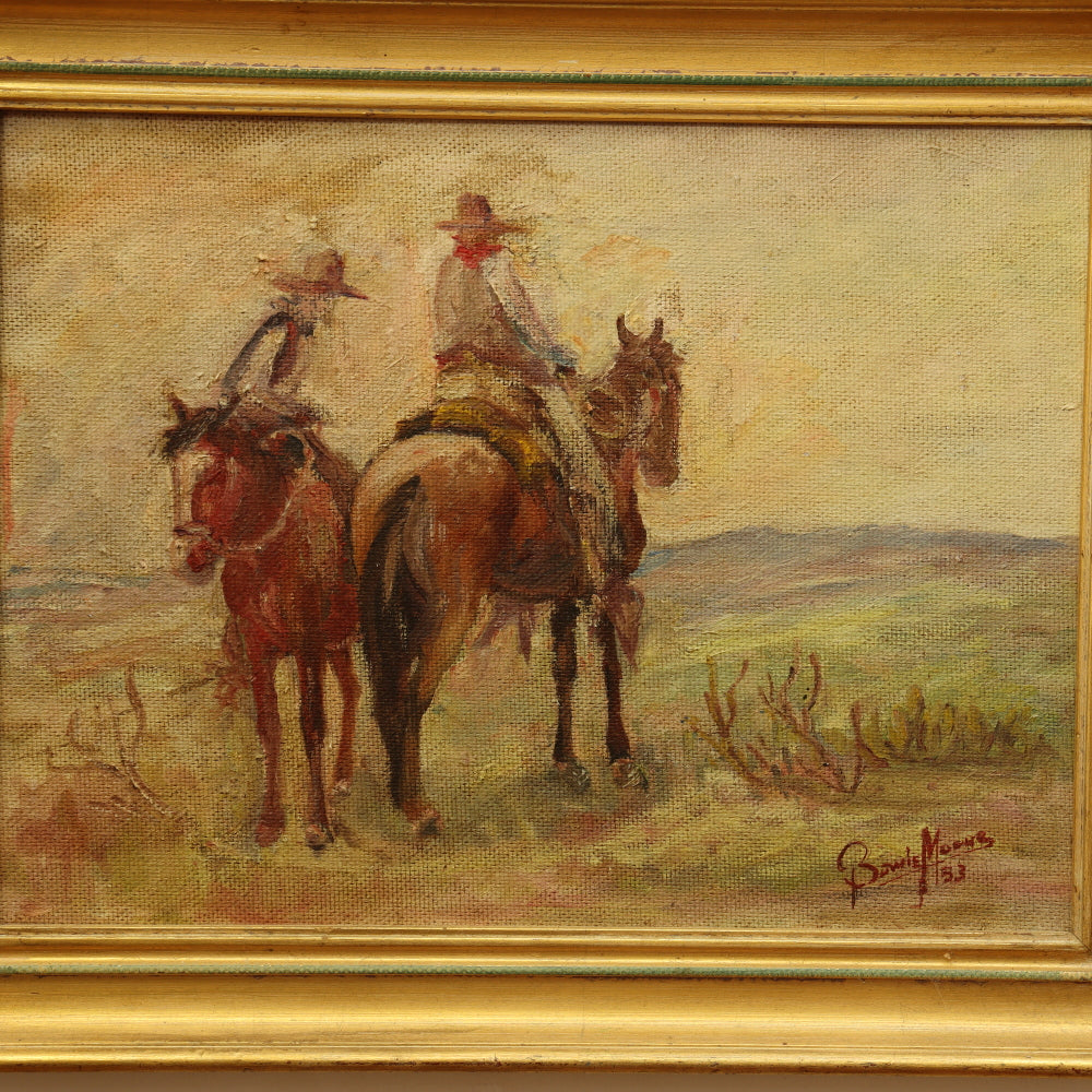 AW363: Bowie Moore "The Open Range" Oil on Board Painting