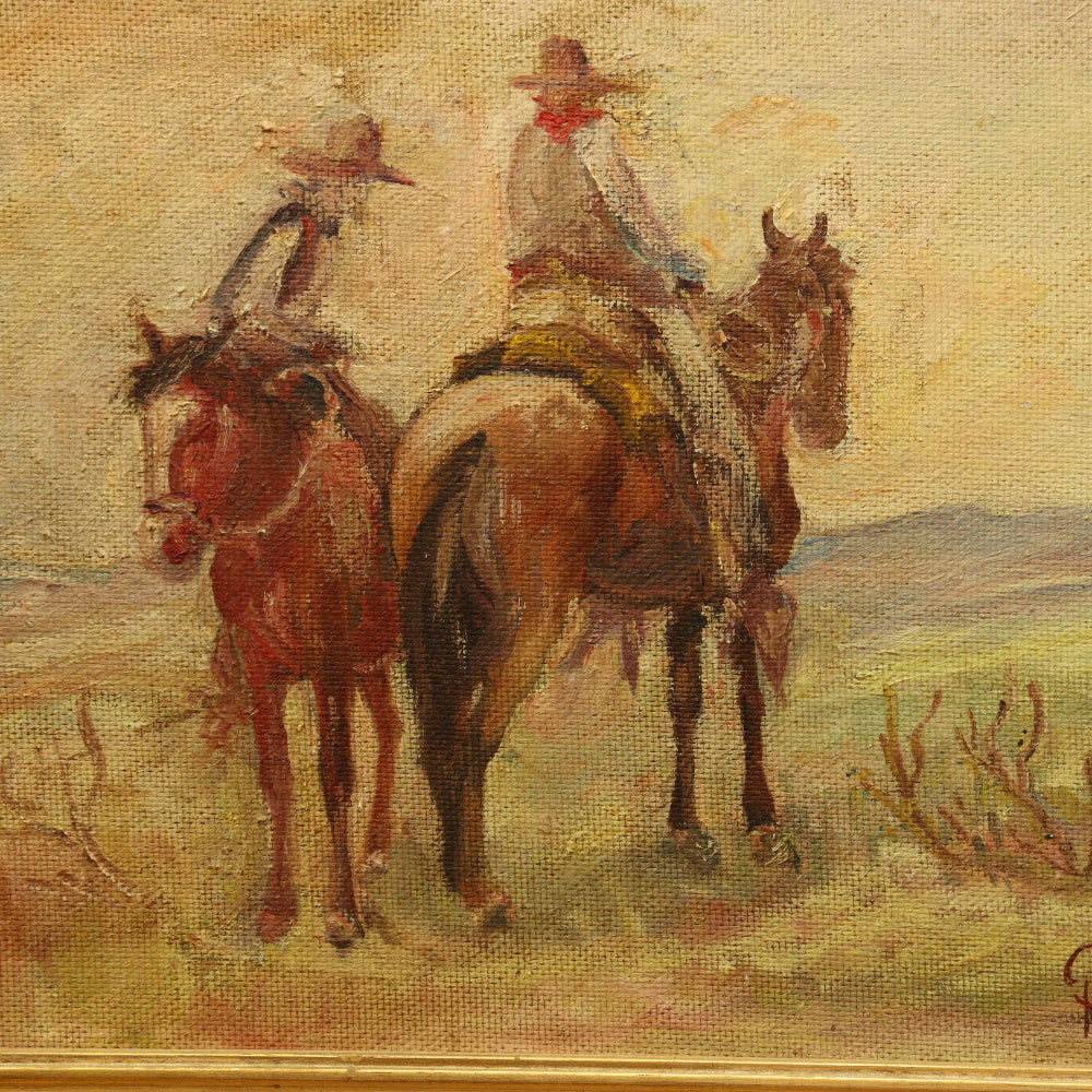 AW363: Bowie Moore "The Open Range" Oil on Board Painting