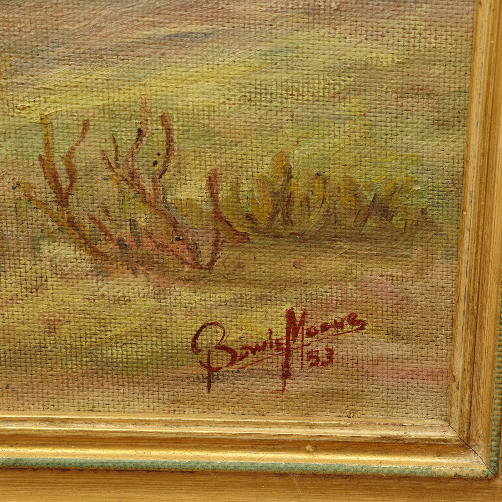 AW363: Bowie Moore "The Open Range" Oil on Board Painting