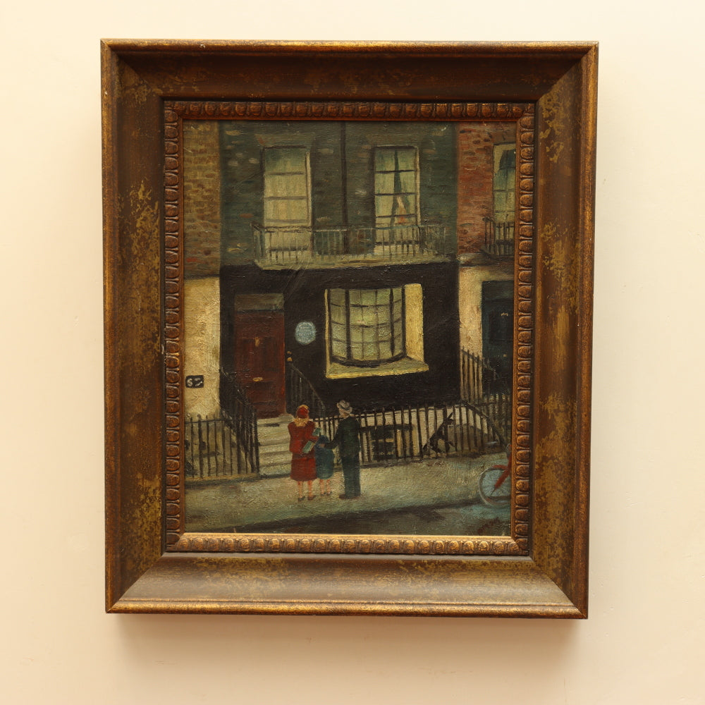 Ashcan School Brooklyn Townhouse Oil  Painting | Work of Man