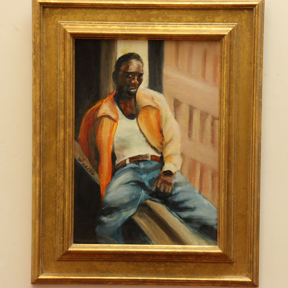 AW830: Ann Waasted "The Boxer" Oil on Board Painting