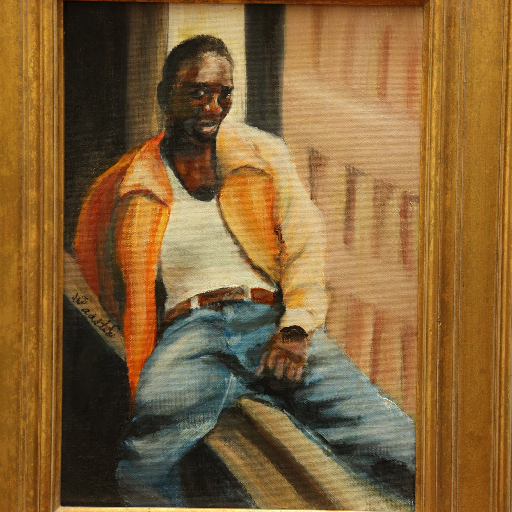 AW830: Ann Waasted "The Boxer" Oil on Board Painting