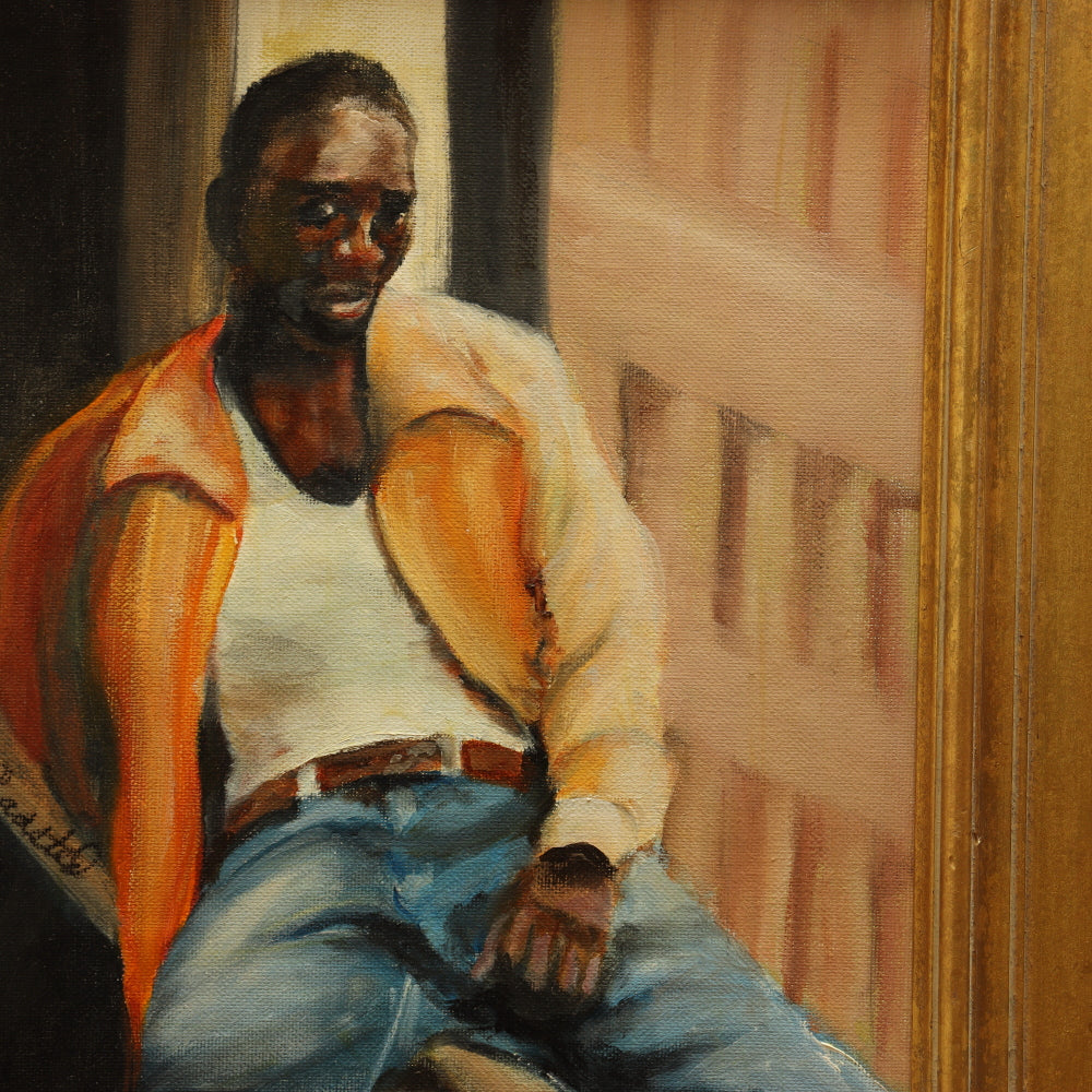 AW830: Ann Waasted "The Boxer" Oil on Board Painting