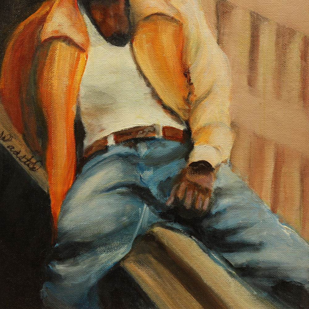 AW830: Ann Waasted "The Boxer" Oil on Board Painting