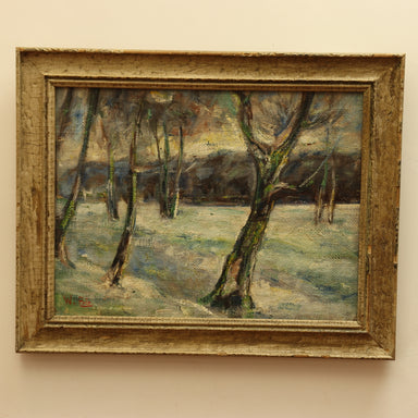 William George Erle "Winter Woods" Fauvist Landscape Oil on Burlap Canvas Painting | Work of Man