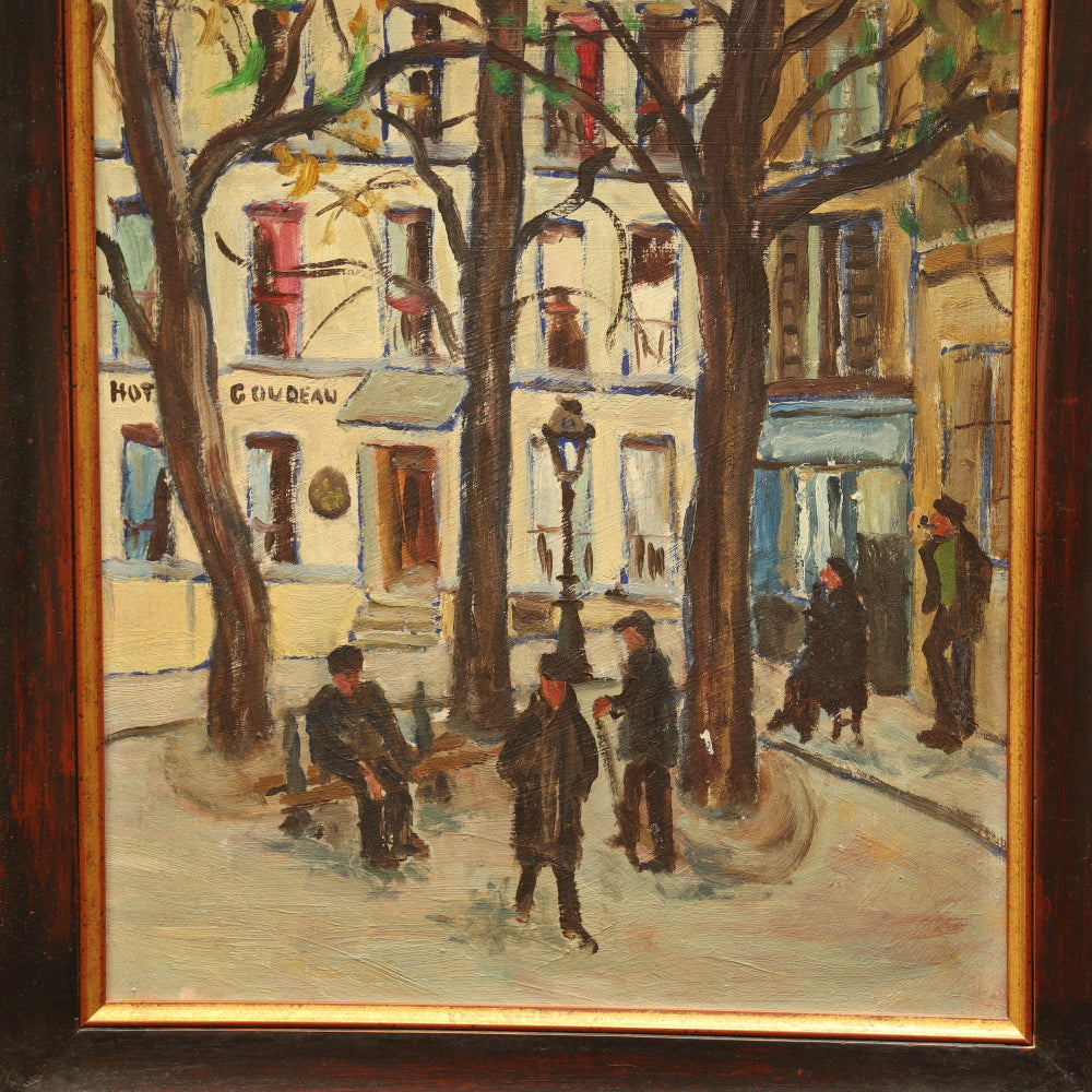 AW062: Montmartre Place du Tertre Paris Attributed to Frank Frigyes Oil on Board