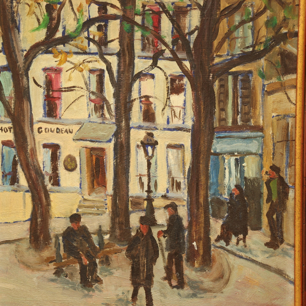 AW062: Montmartre Place du Tertre Paris Attributed to Frank Frigyes Oil on Board