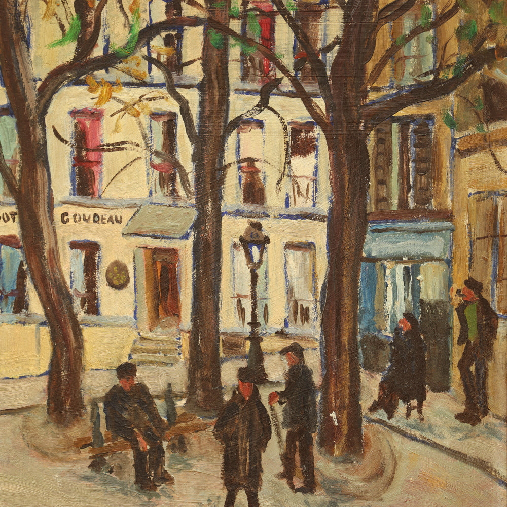 AW062: Montmartre Place du Tertre Paris Attributed to Frank Frigyes Oil on Board