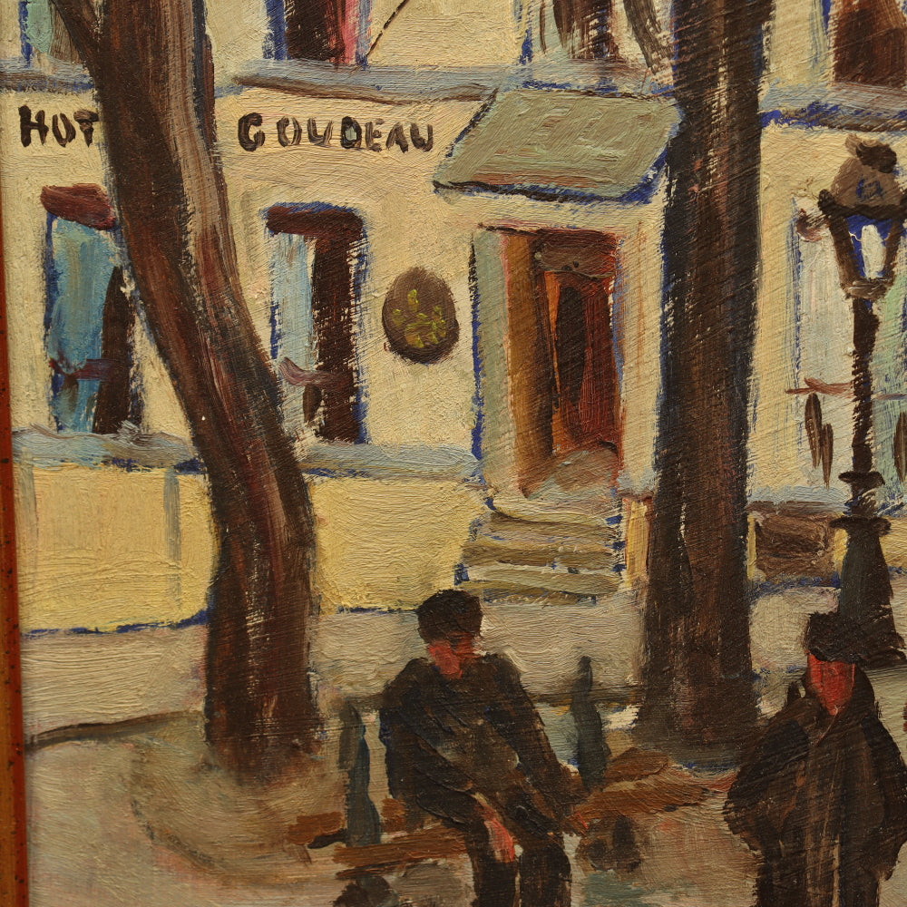 AW062: Montmartre Place du Tertre Paris Attributed to Frank Frigyes Oil on Board