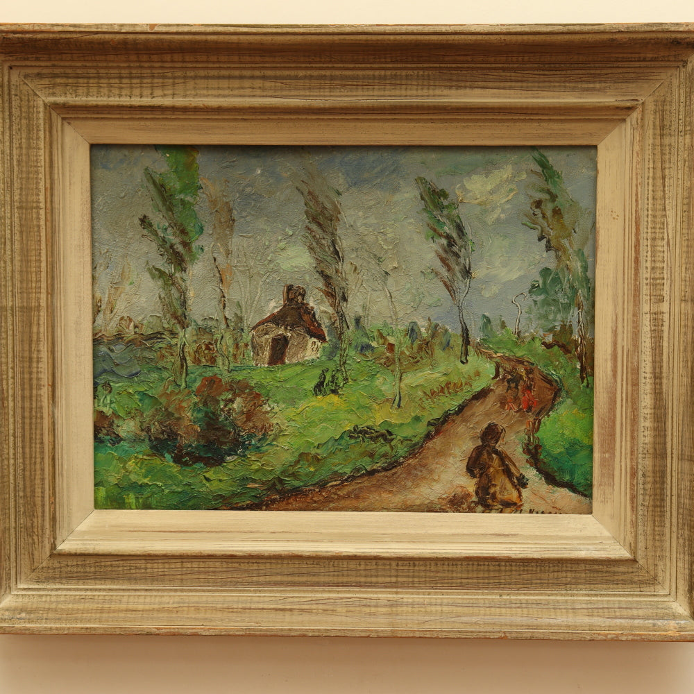 AW001: Joshua Kaganove "Path in Country Landscape" Post Impressionist Oil on Board