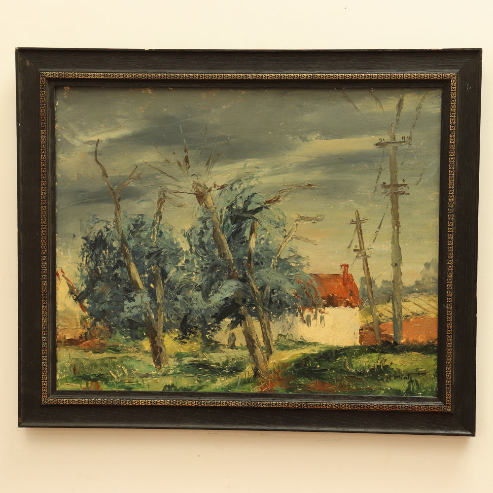 AW572: Harry Mintz American WPA Impressionist Landscape Oil on Board