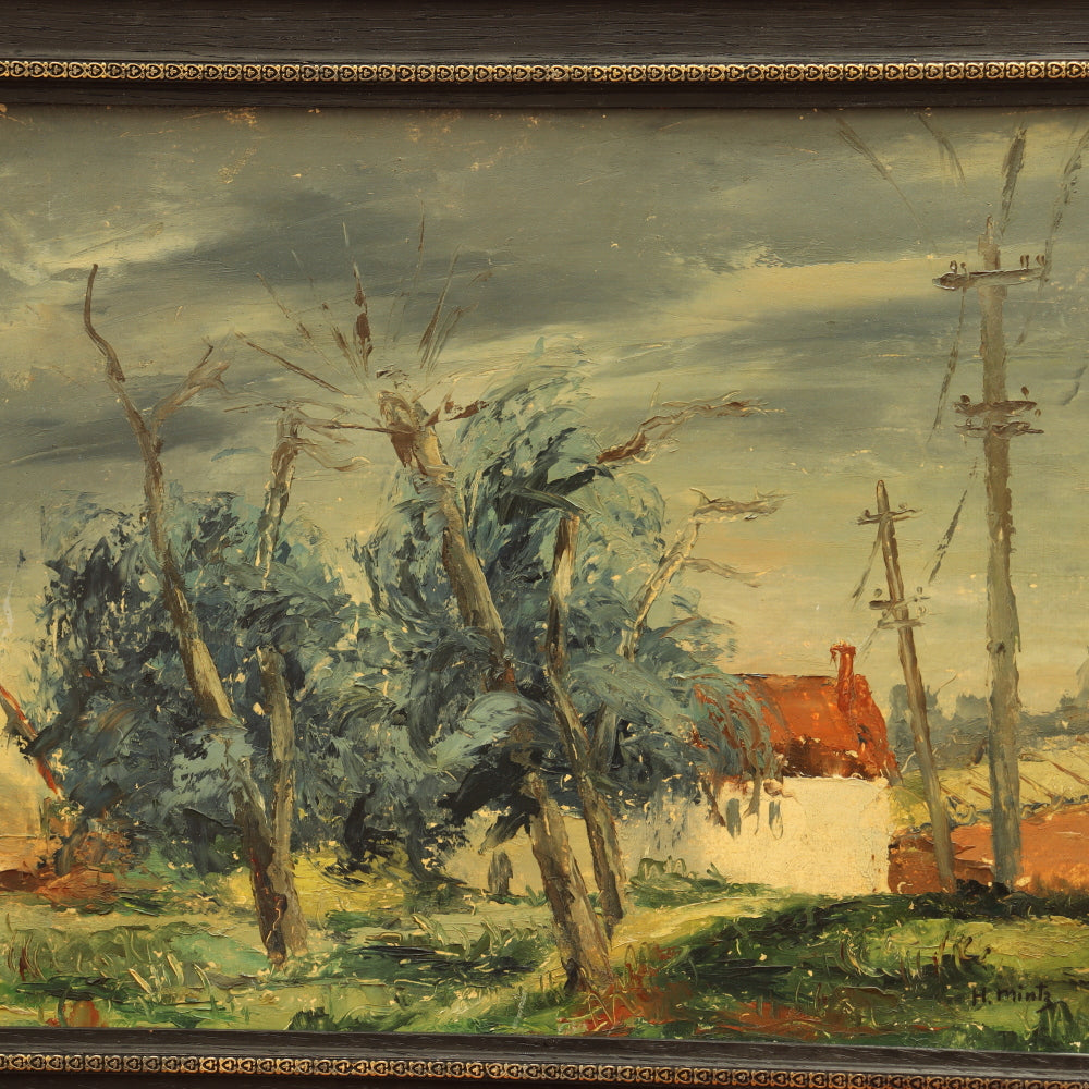 AW572: Harry Mintz American WPA Impressionist Landscape Oil on Board