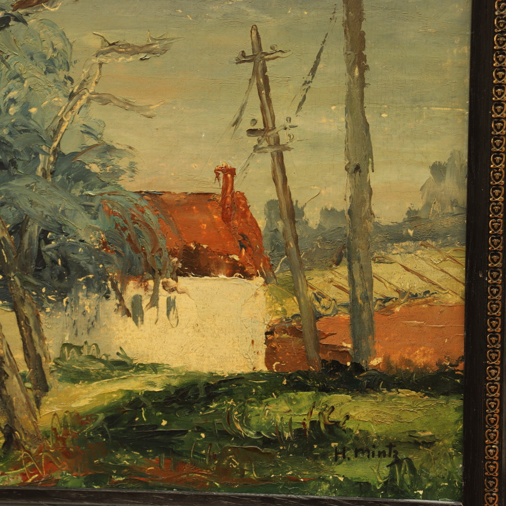 AW572: Harry Mintz American WPA Impressionist Landscape Oil on Board