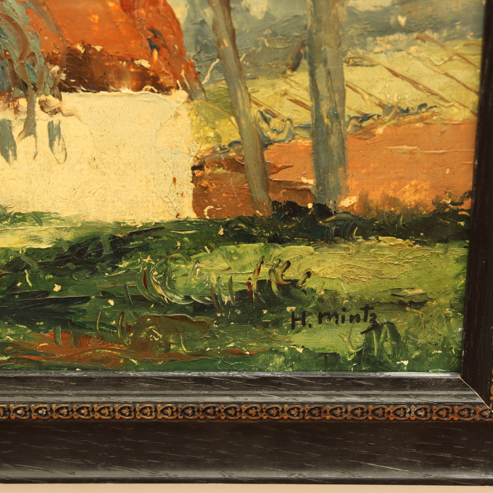 AW572: Harry Mintz American WPA Impressionist Landscape Oil on Board