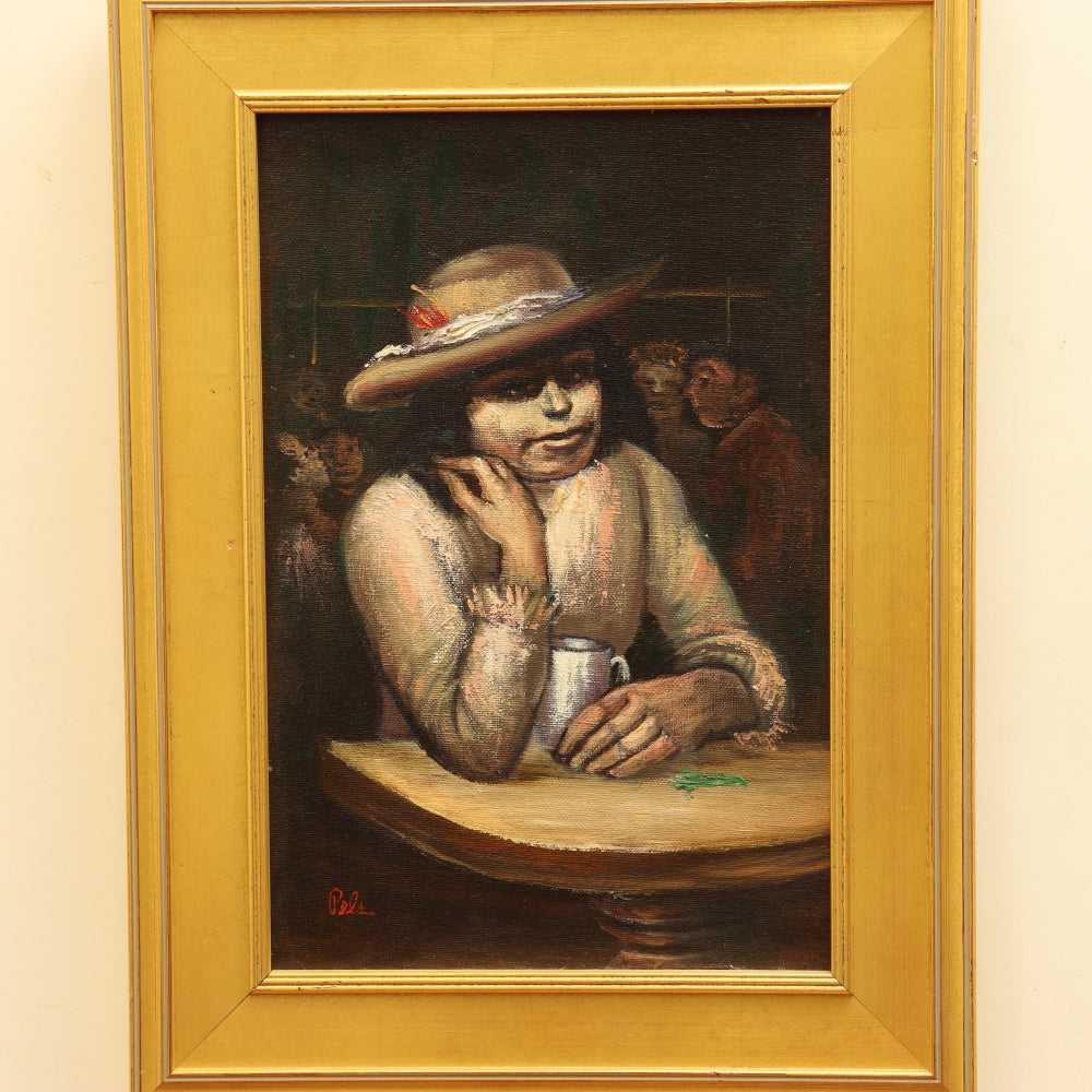 AW158: Albert Pels "Out of Work" Oil on Board Painting